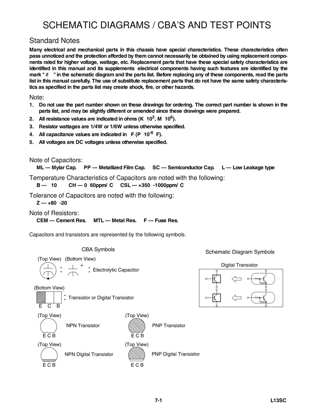 Emerson 6420FE service manual Schematic Diagrams / Cbas and Test Points, Standard Notes 