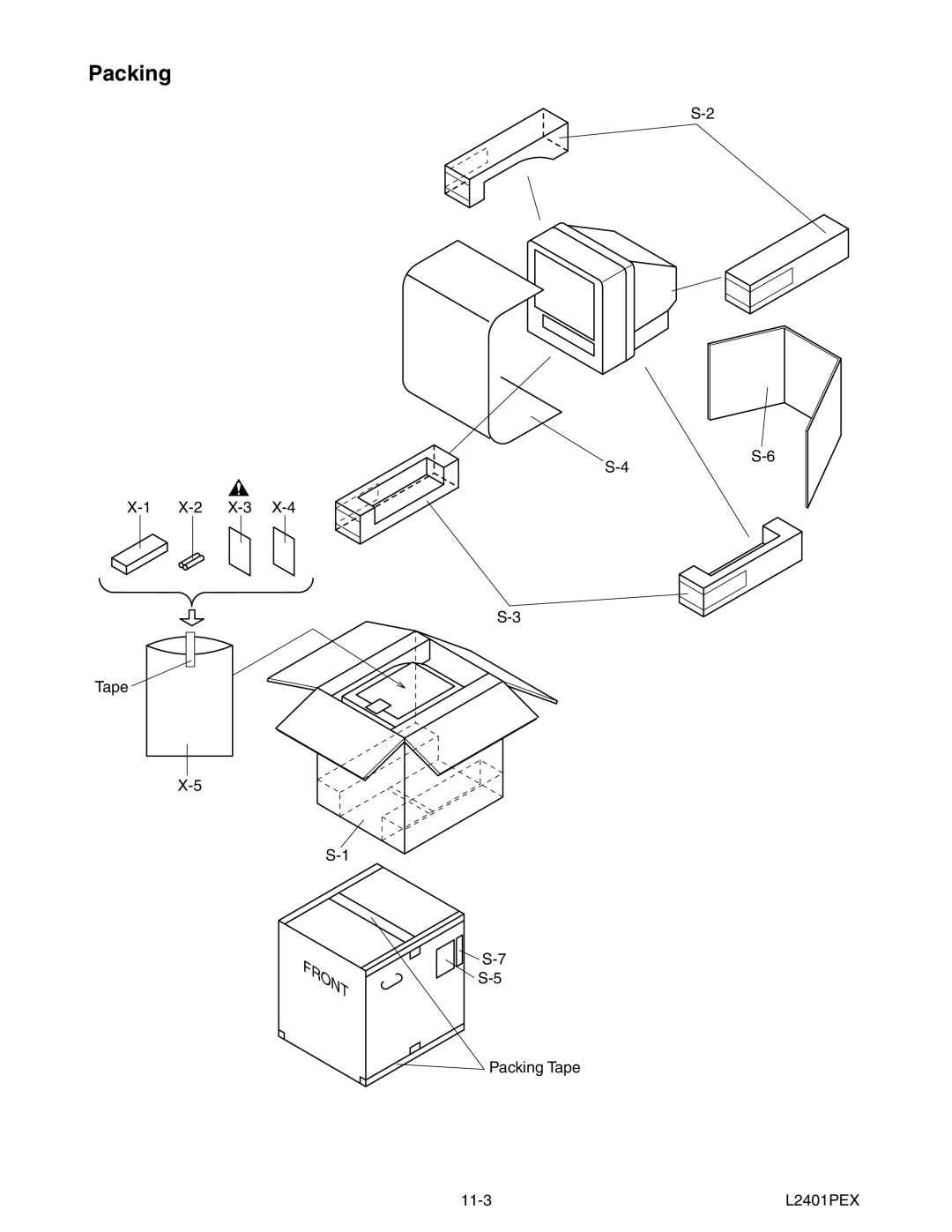 Emerson 6420FE service manual X-2 X-3 Tape Packing Tape 11-3 L2401PEX 