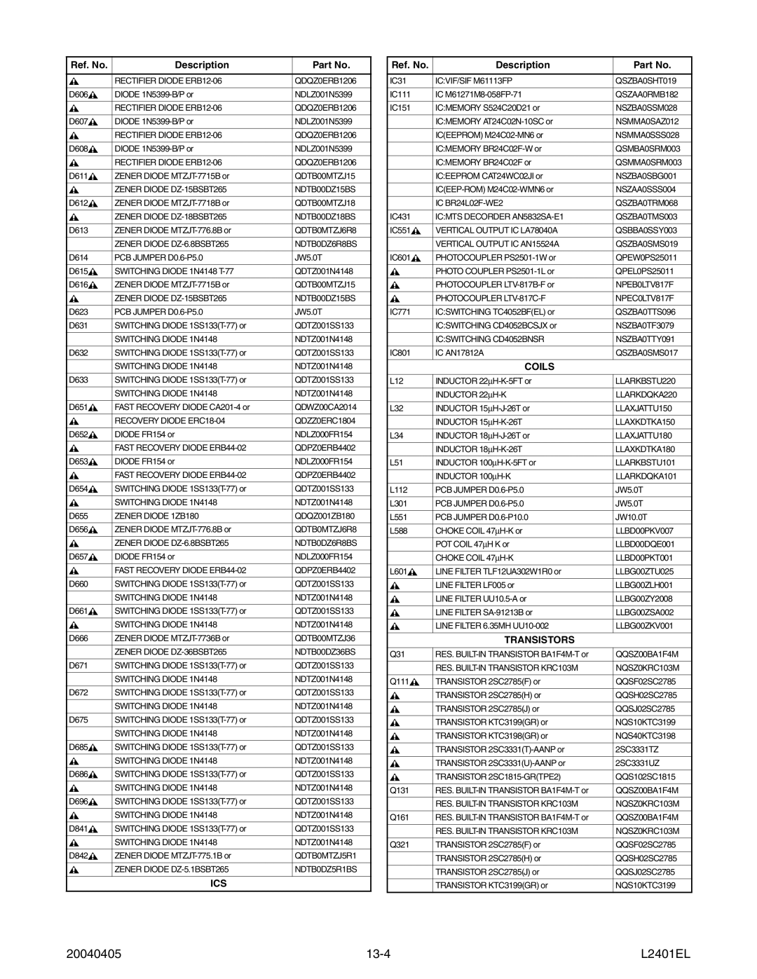 Emerson 6420FE service manual 20040405 13-4 L2401EL, Ics 