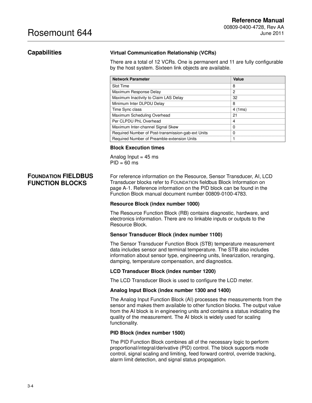 Emerson 644 manual Capabilities, Foundation Fieldbus Function Blocks 