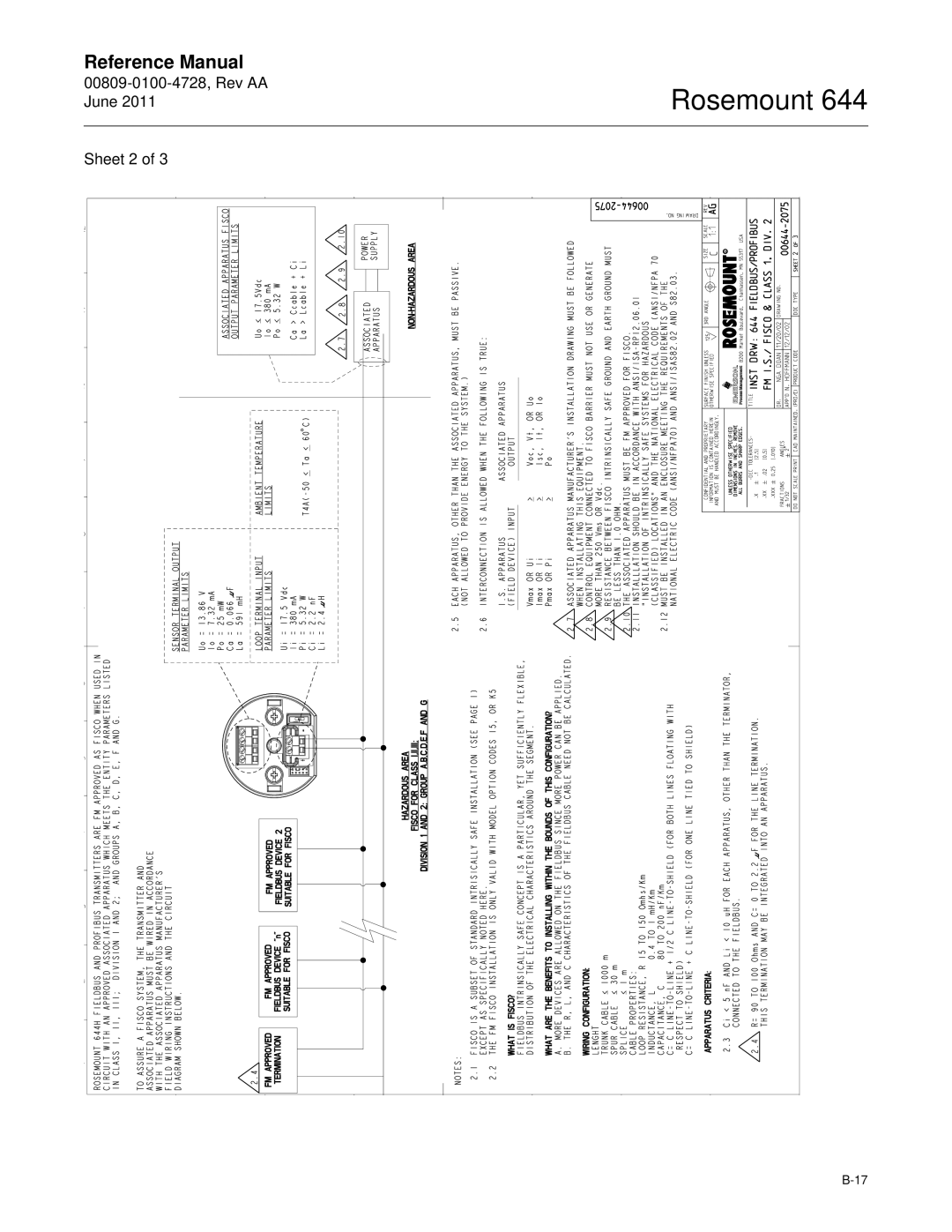 Emerson 644 manual 00809-0100-4728, Rev AA June Sheet 2 