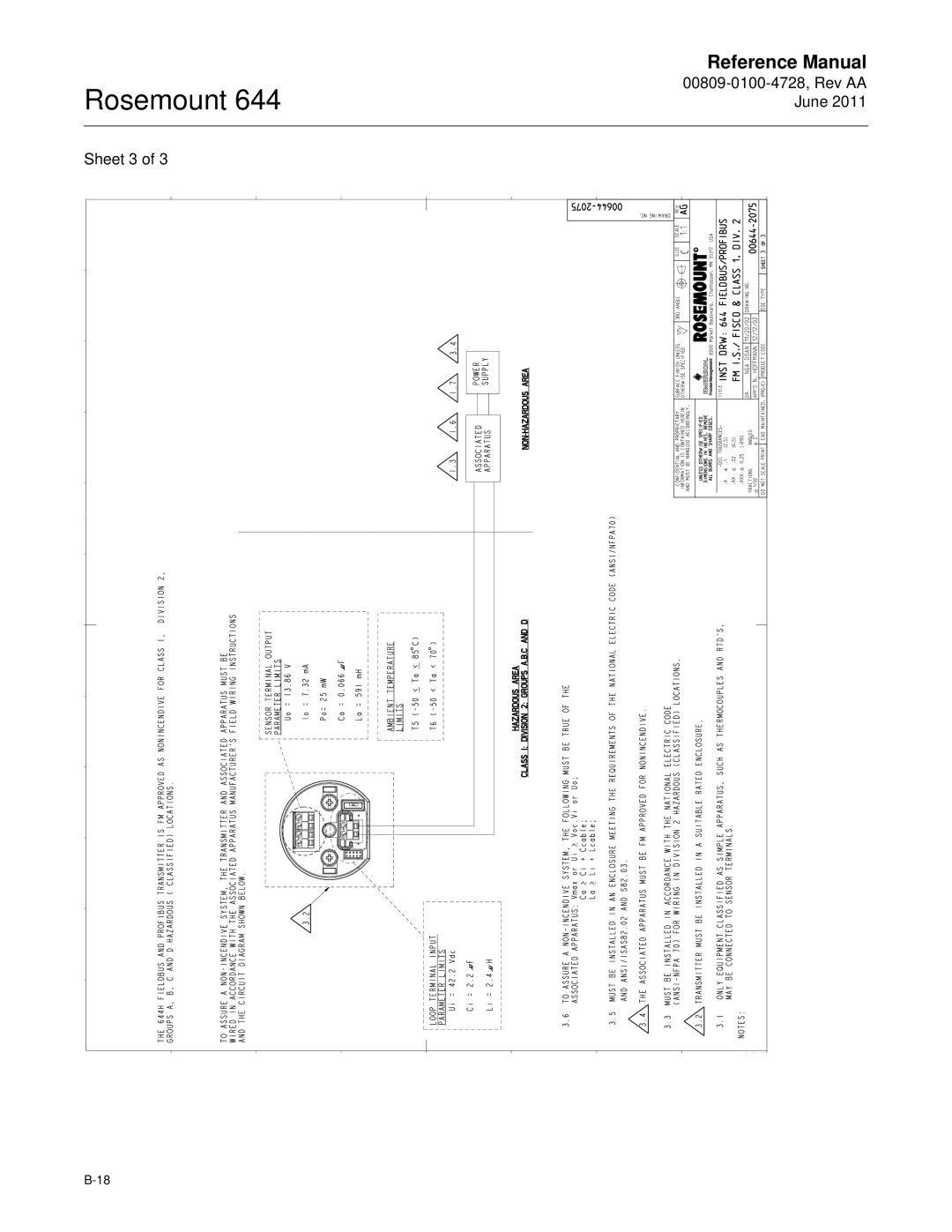 Emerson 644 manual 00809-0100-4728, Rev AA June Sheet 3 