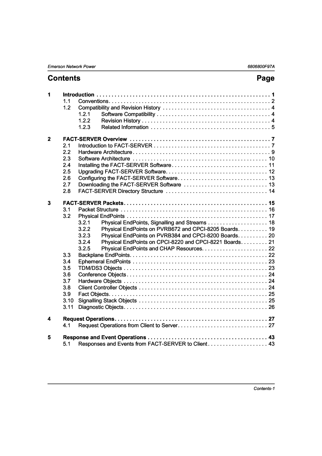 Emerson 6806800F97A manual Contents, Page, Emerson Network Power 