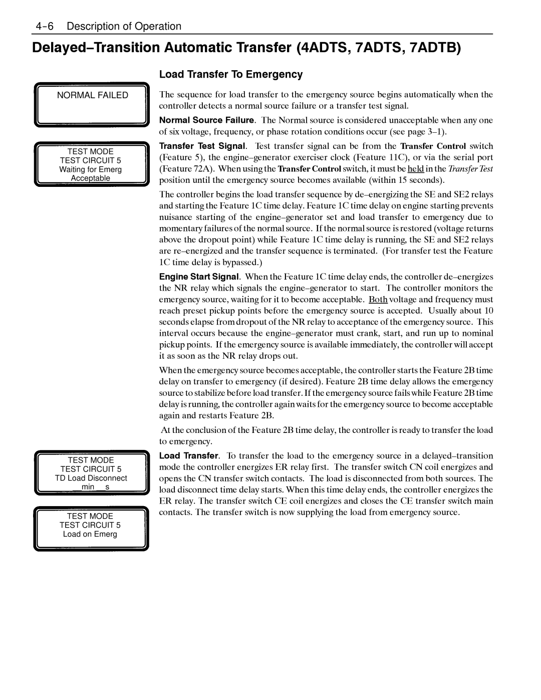 Emerson 7000, 4000 appendix Delayed-Transition Automatic Transfer 4ADTS, 7ADTS, 7ADTB, Normal Failed 