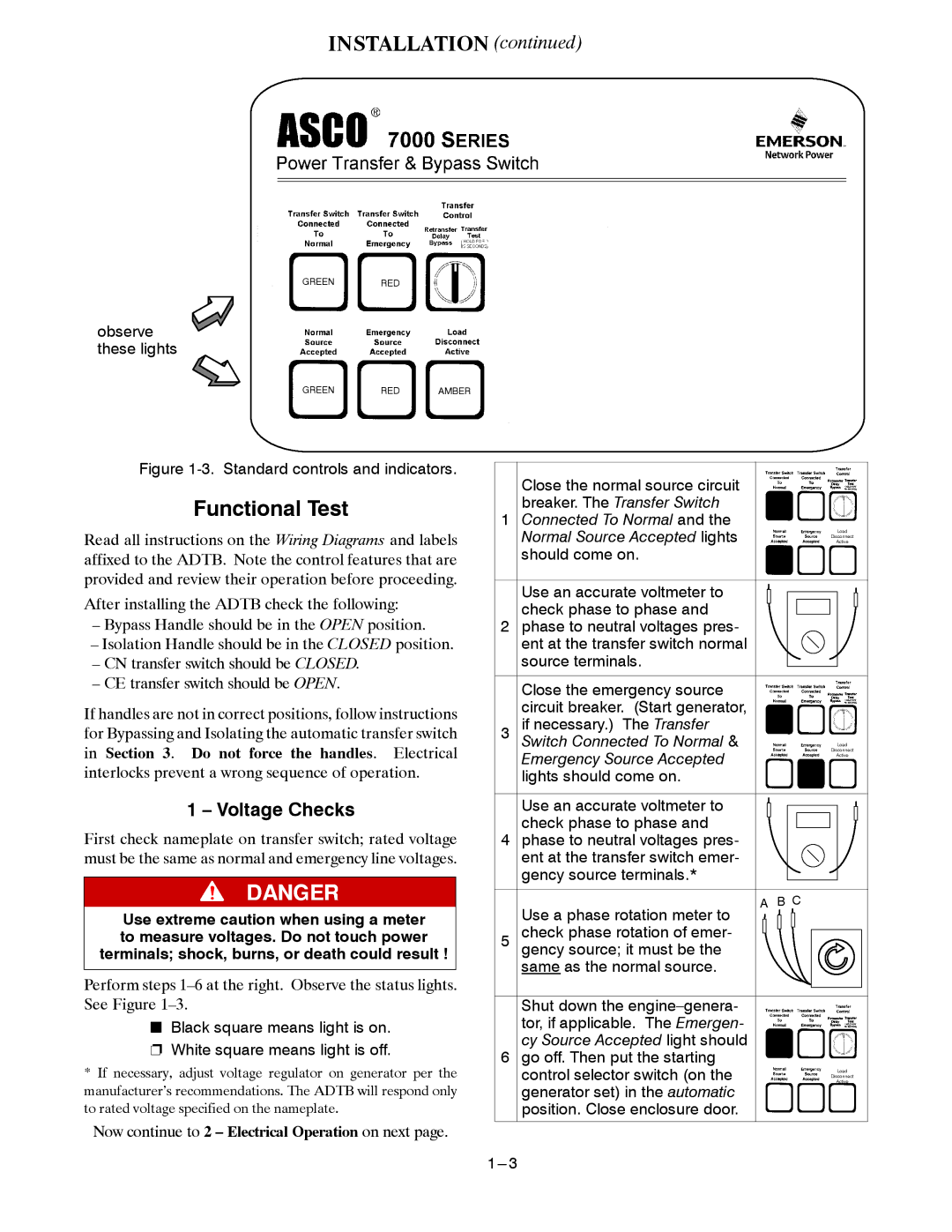 Emerson 7000 SERIES 7ADTB manual Functional Test, Voltage Checks 