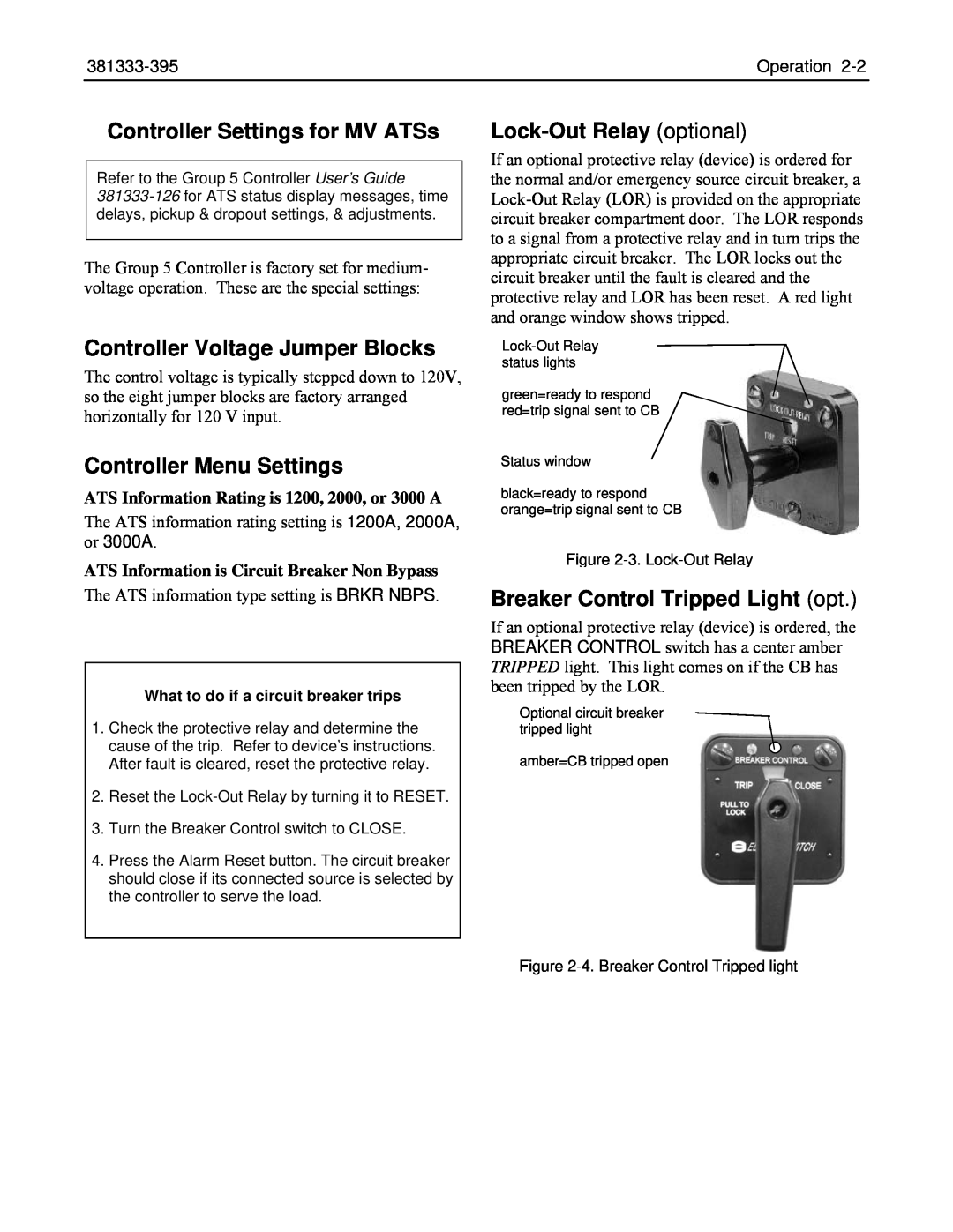 Emerson 7000 manual Controller Settings for MV ATSs, Controller Voltage Jumper Blocks, Controller Menu Settings 