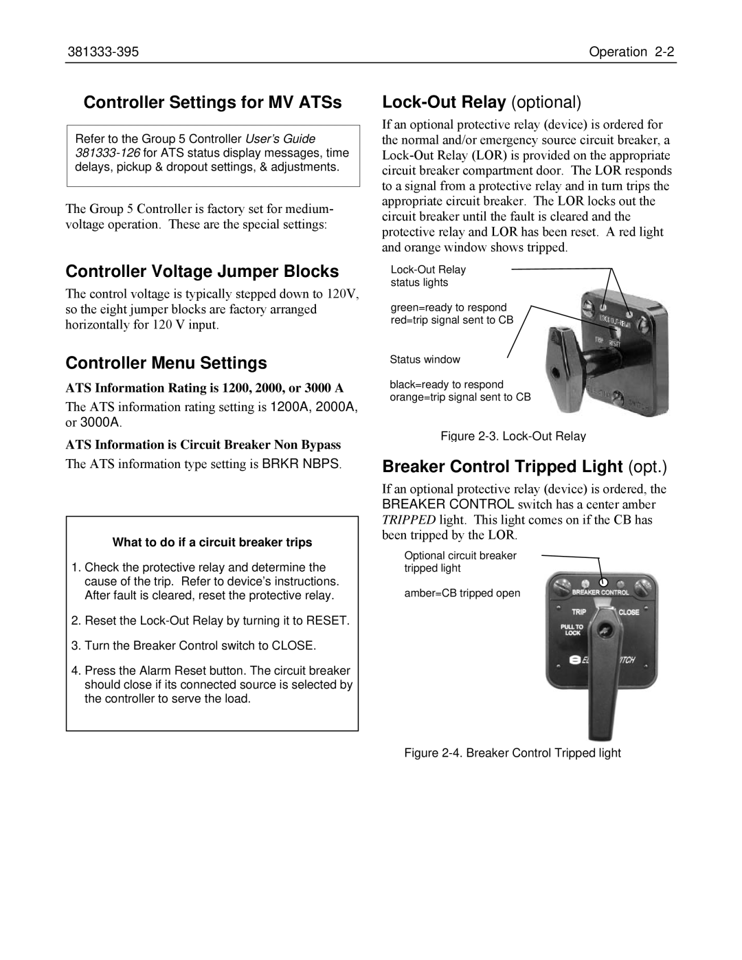 Emerson 7000 manual Controller Settings for MV ATSs, Controller Voltage Jumper Blocks, Controller Menu Settings 