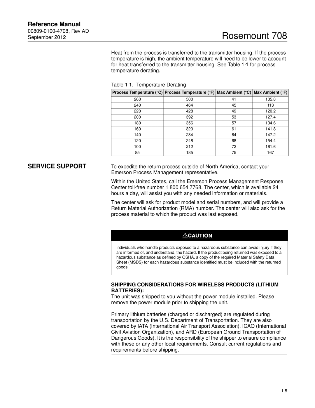 Emerson 708 manual Service Support 