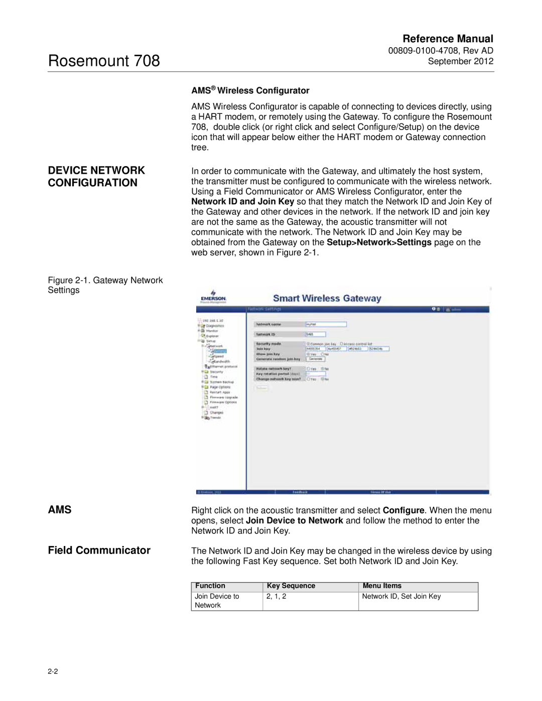 Emerson 708 manual Device Network Configuration, Ams, Field Communicator, AMS Wireless Configurator 