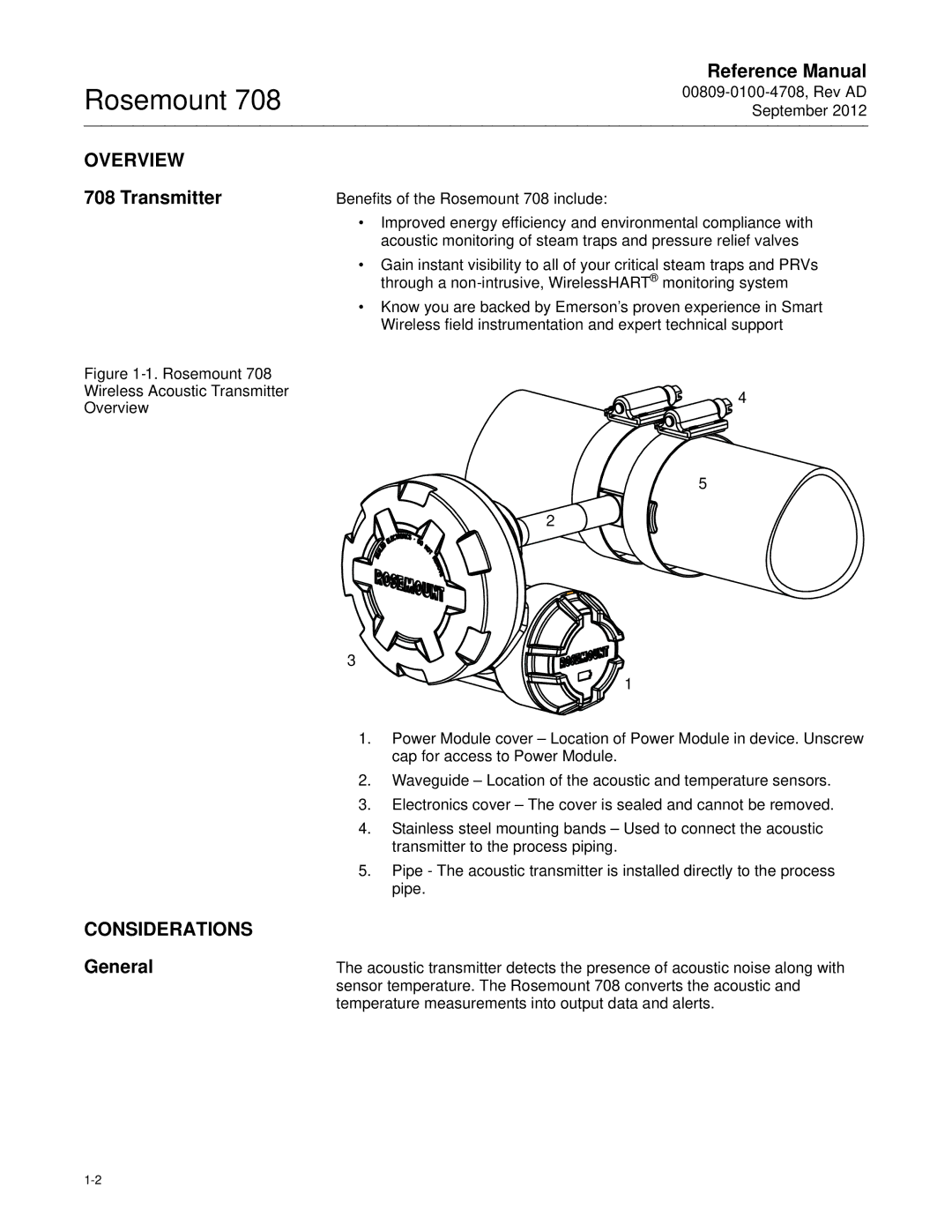 Emerson 708 manual Overview, Transmitter, Considerations, General 