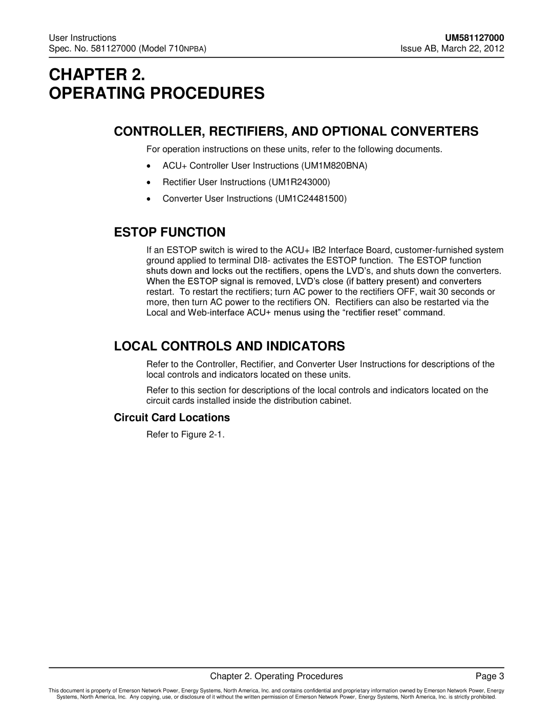 Emerson 710NPBA manual CONTROLLER, RECTIFIERS, and Optional Converters, Estop Function, Local Controls and Indicators 