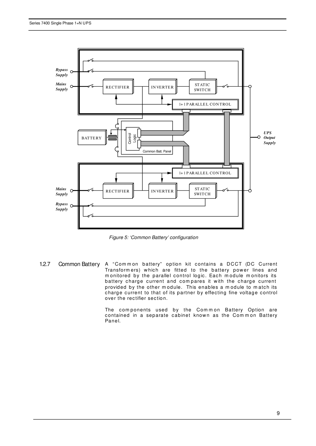 Emerson 7400 user manual ‘Common Battery’ configuration 