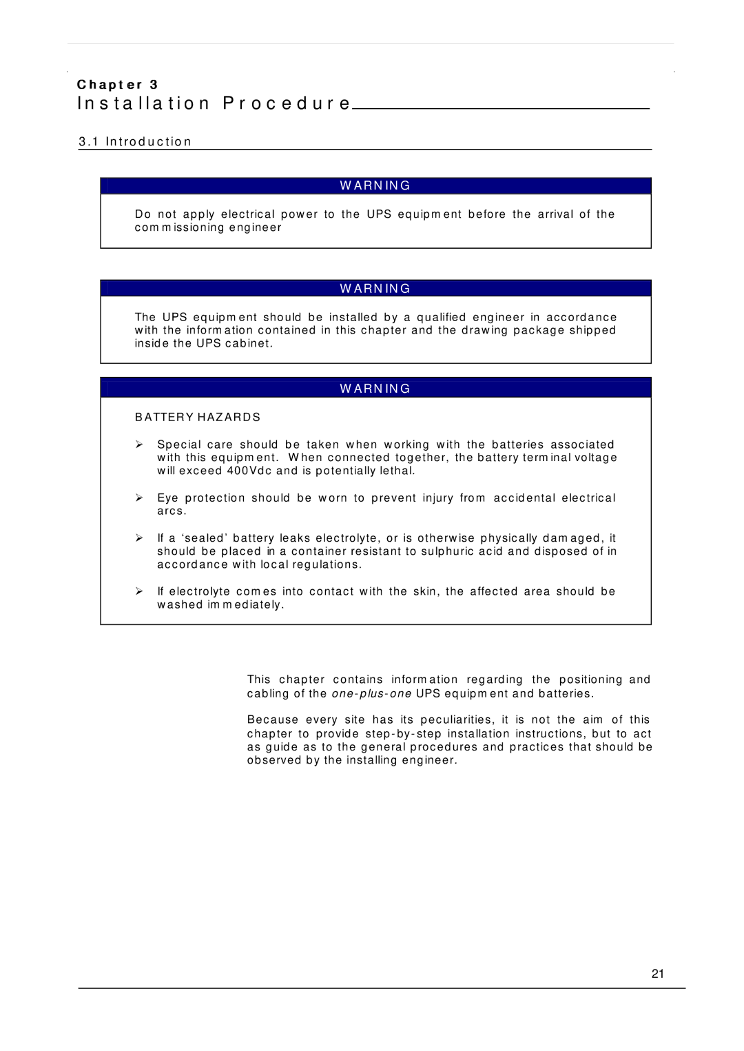 Emerson 7400 user manual Installation Procedure 