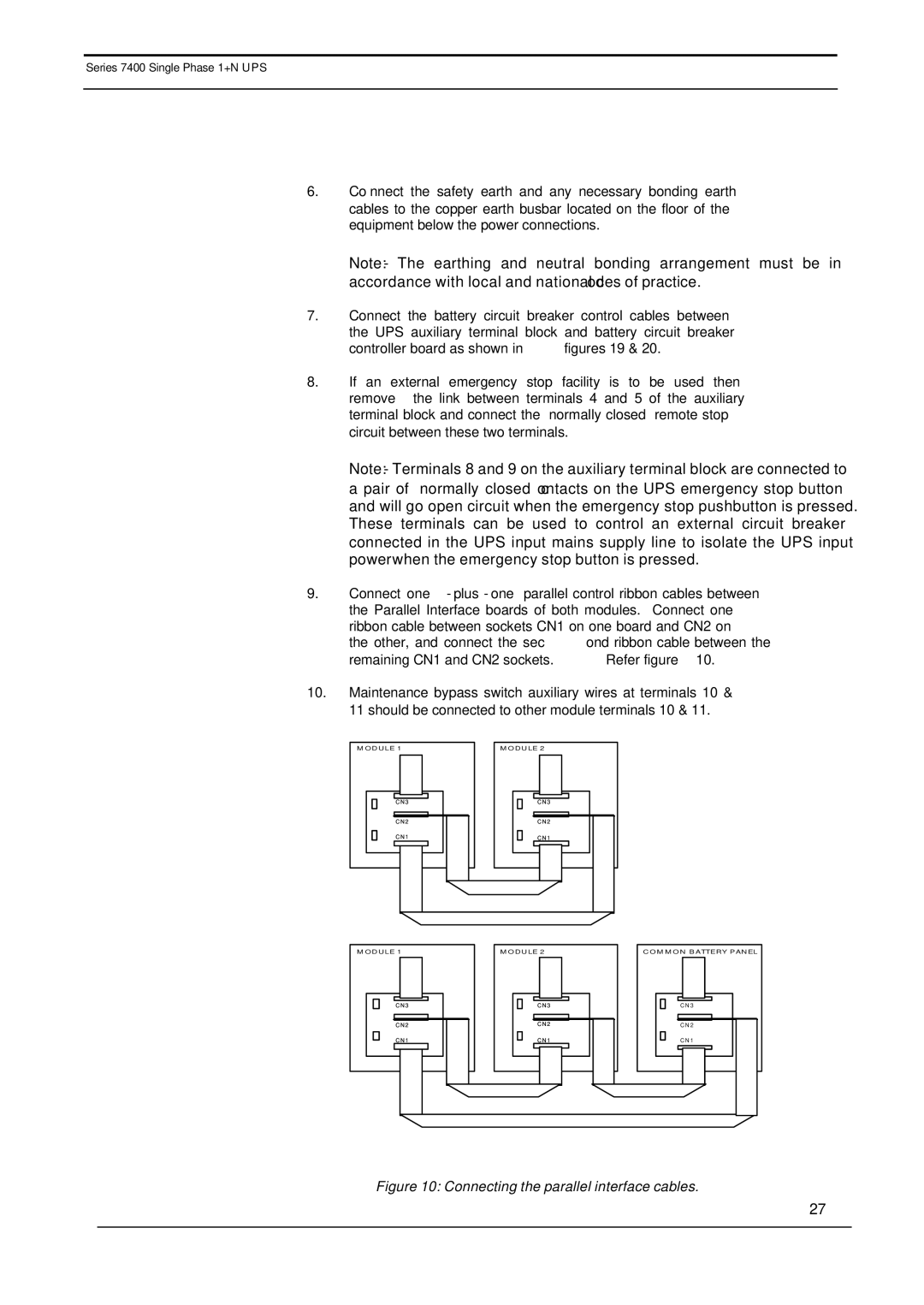 Emerson 7400 user manual Connecting the parallel interface cables 