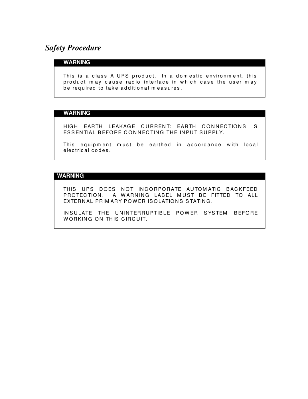 Emerson 7400 user manual Safety Procedure 