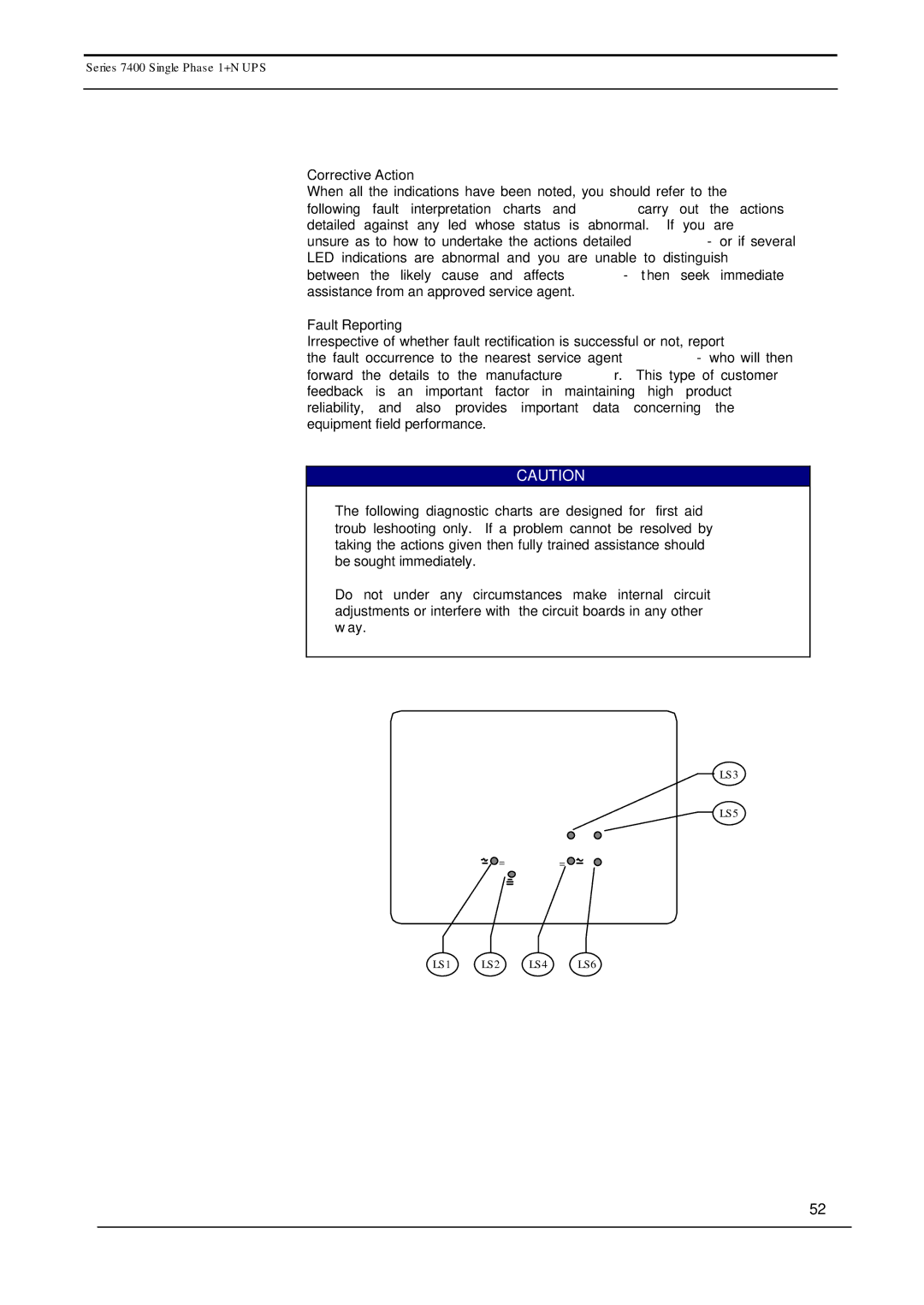 Emerson 7400 user manual Corrective Action, Fault Reporting 