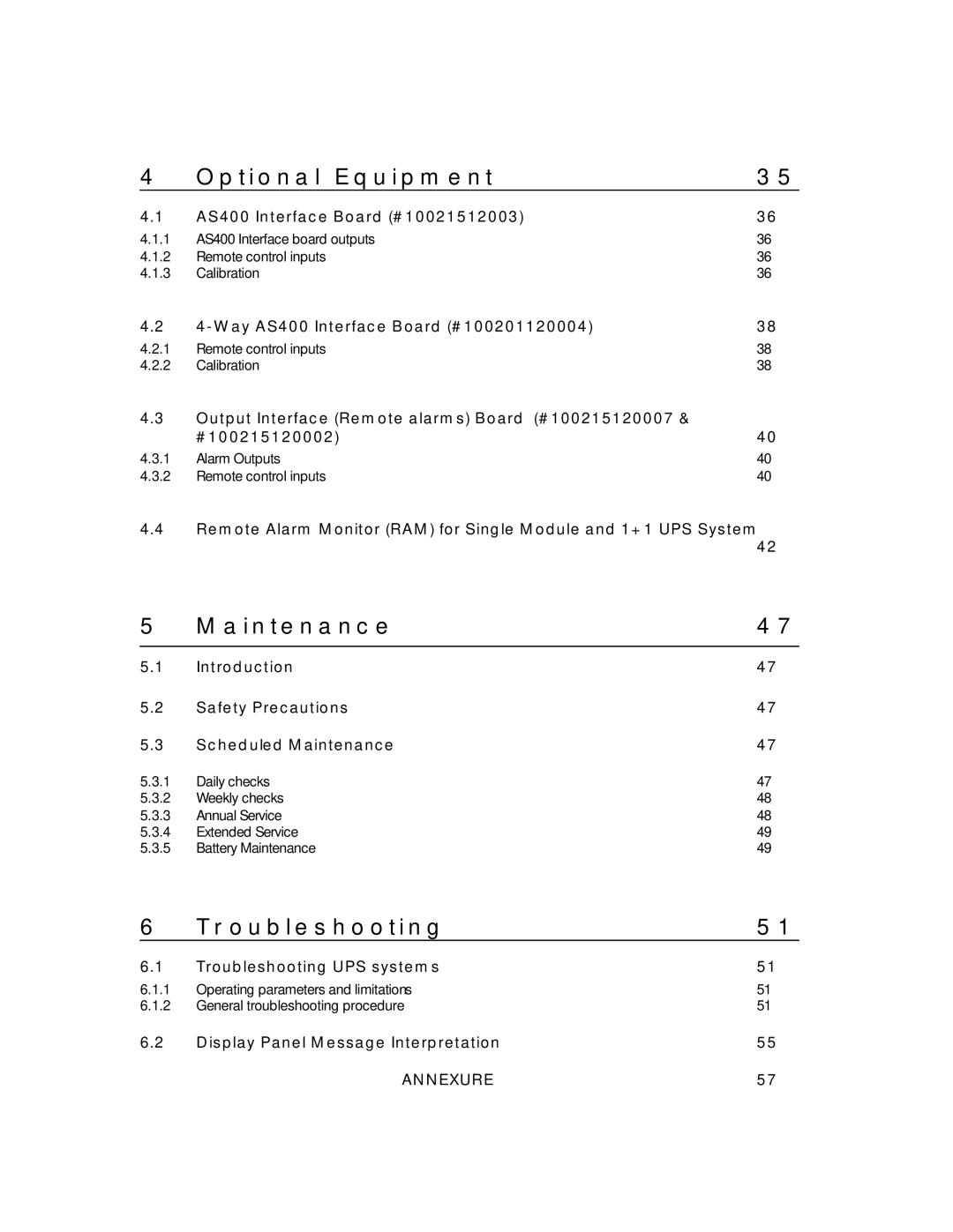 Emerson 7400 user manual Optional Equipment 