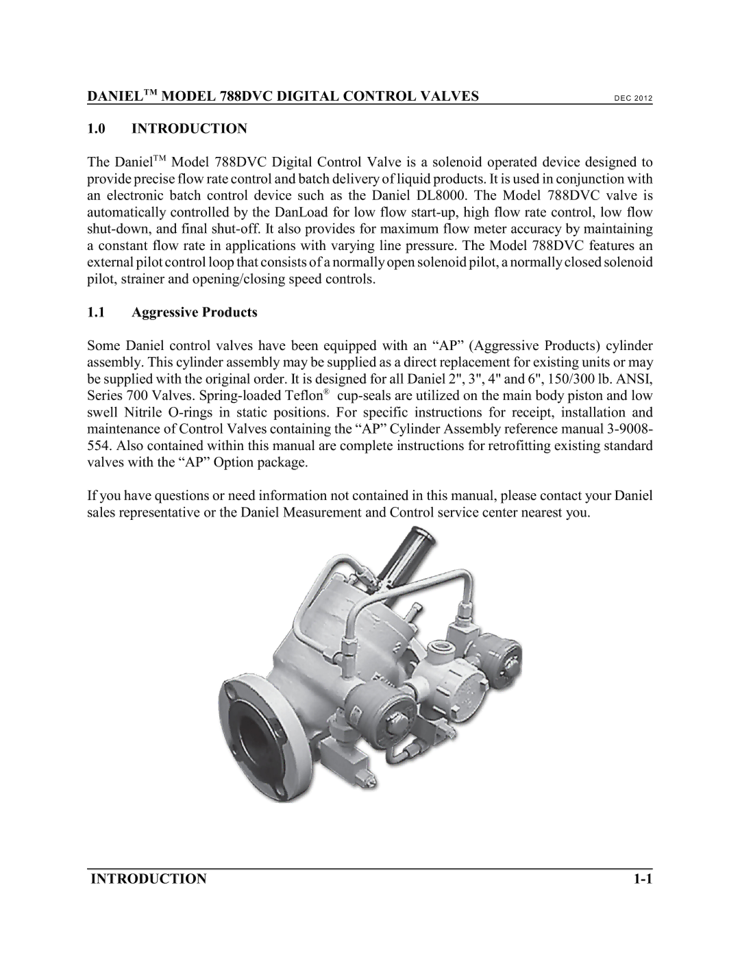 Emerson 788 DVC manual Danieltm Model 788DVC Digital Control Valves Introduction, Aggressive Products 