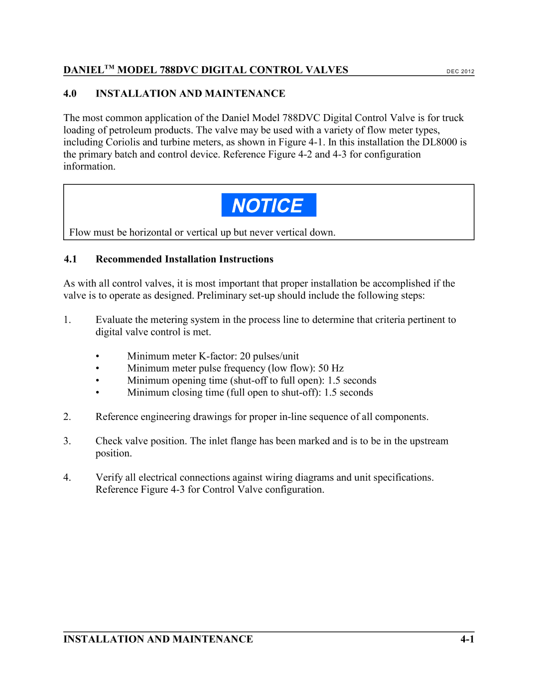 Emerson 788 DVC manual Recommended Installation Instructions 