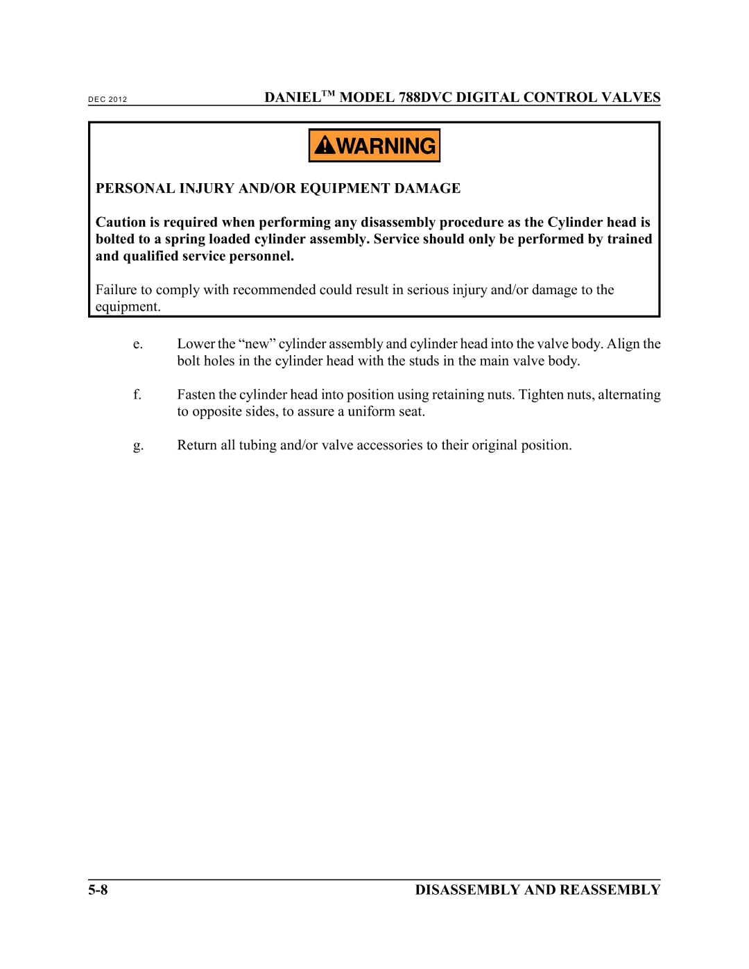 Emerson 788 DVC manual Personal Injury AND/OR Equipment Damage 