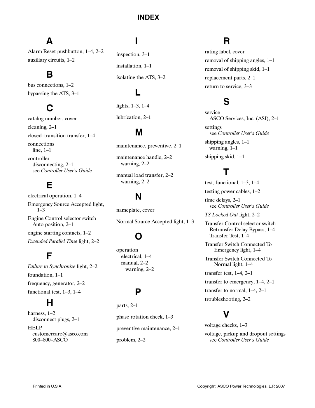 Emerson 7ACTB manual Index, See Controller User’s Guide 