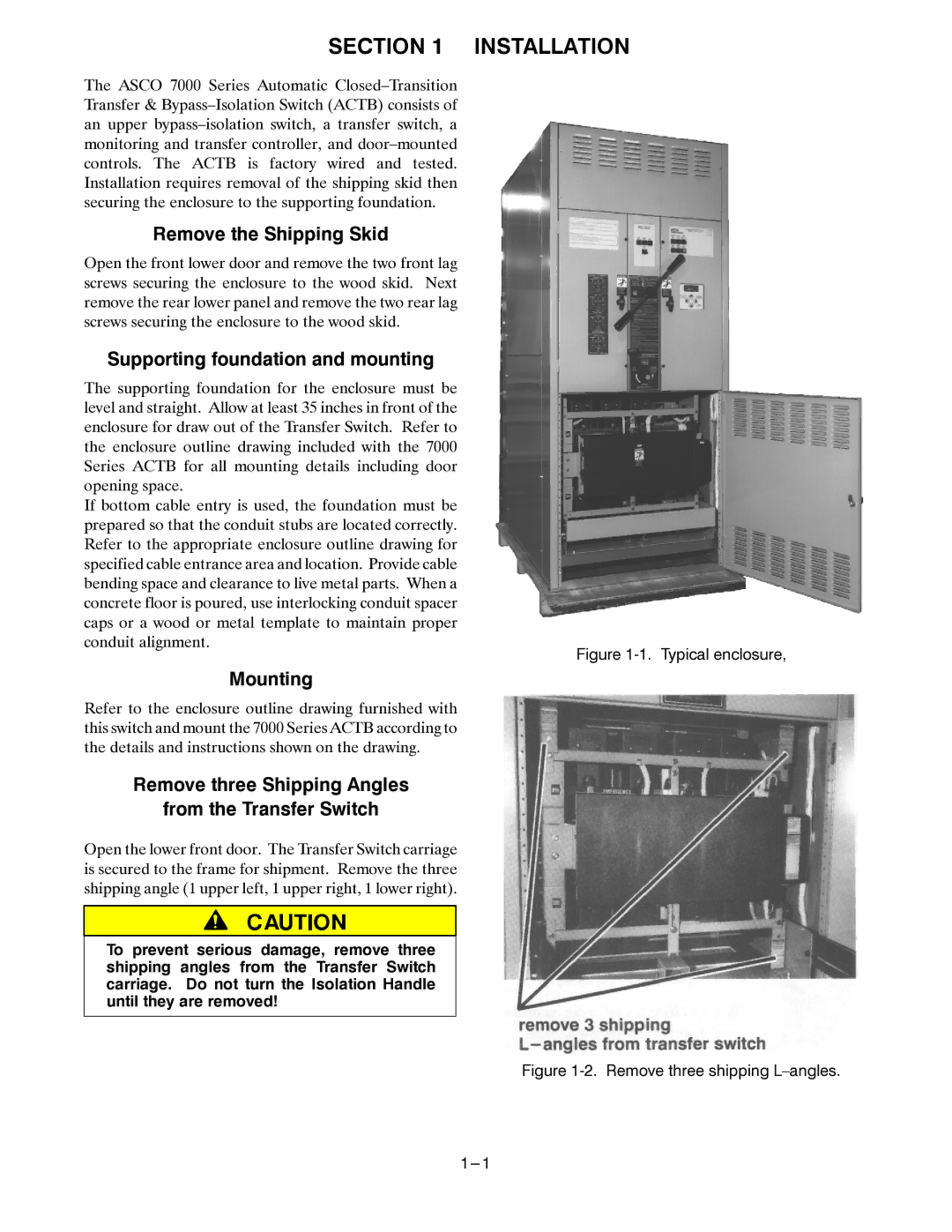 Emerson 7ACTB manual Installation, Remove the Shipping Skid, Supporting foundation and mounting, Mounting 