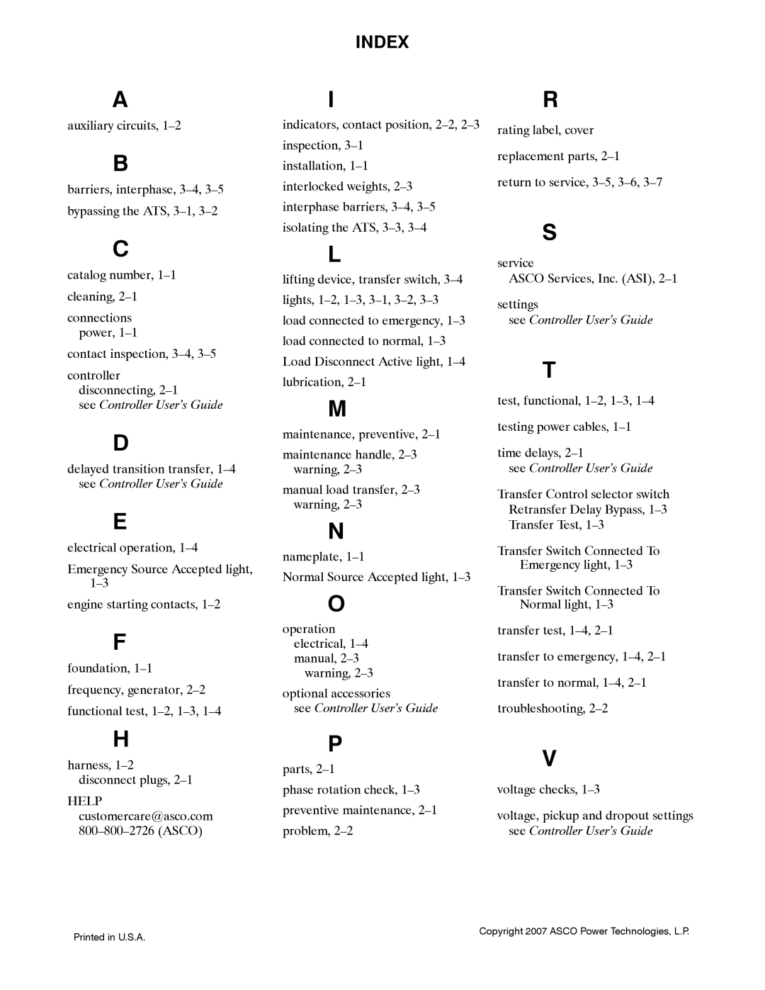 Emerson 7ADTB manual Index, See Controller User’s Guide 