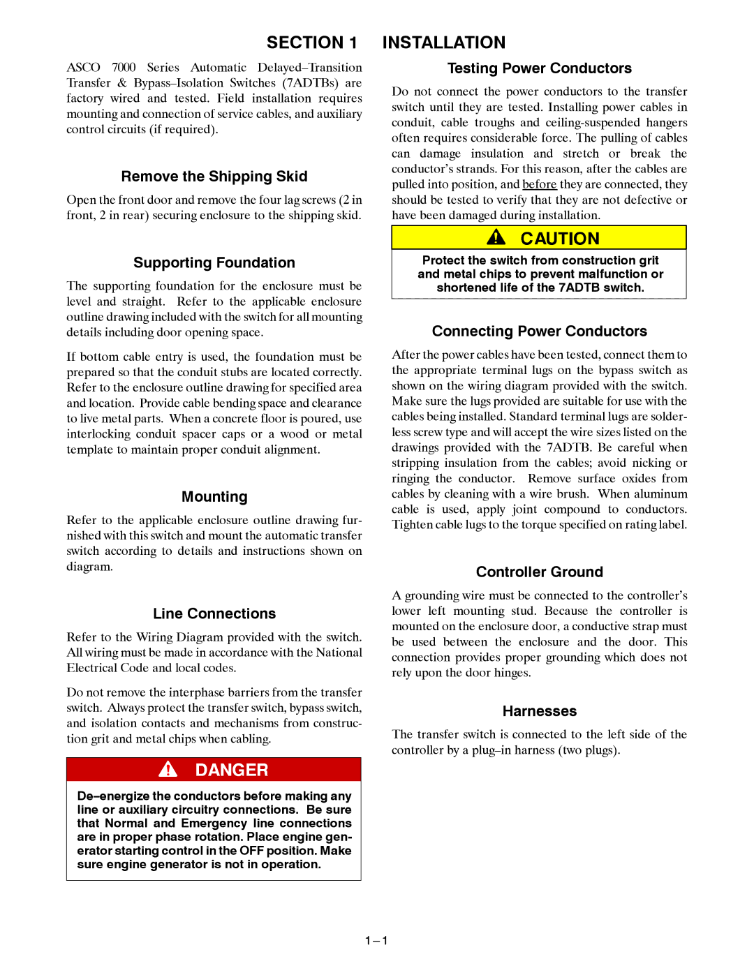 Emerson 7ADTB manual Section, Installation 