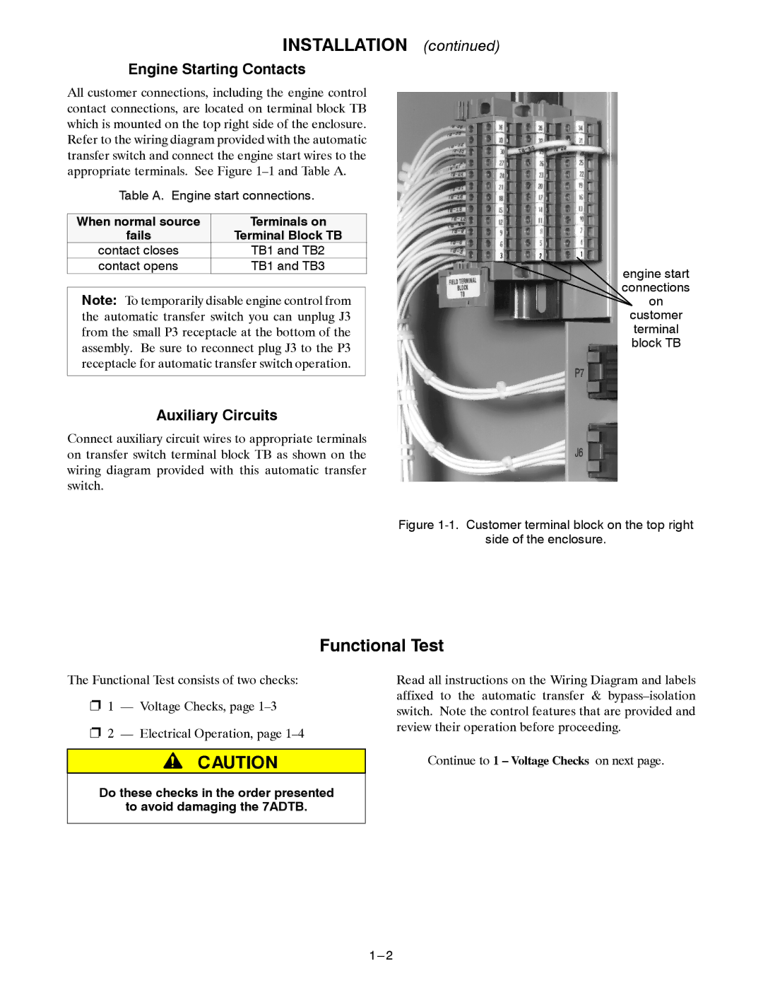 Emerson 7ADTB manual Engine Starting Contacts, Auxiliary Circuits, When normal source, Fails 