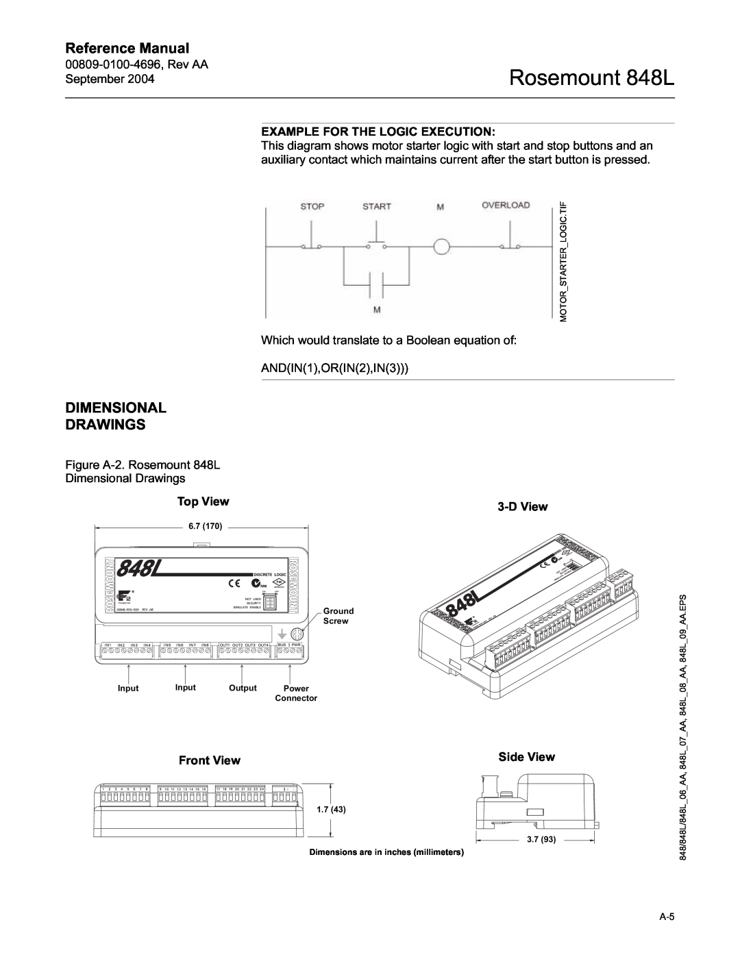 Emerson manual Dimensional Drawings, Rosemount 848L, Reference Manual 
