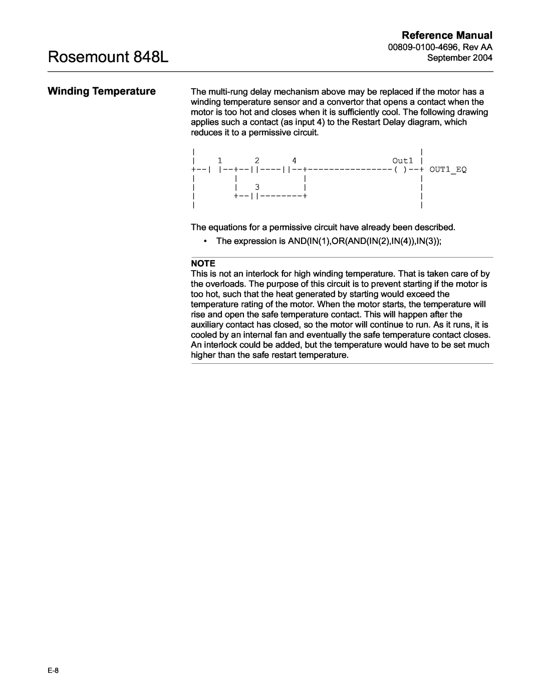 Emerson manual Winding Temperature, Rosemount 848L, Reference Manual 
