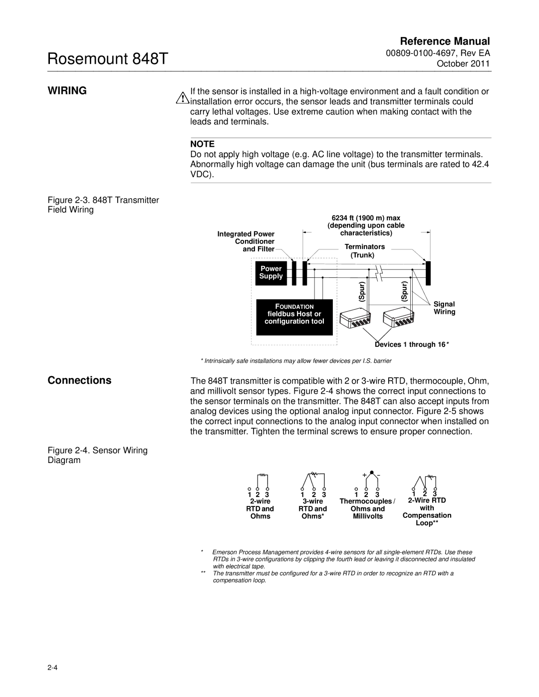 Emerson 848T manual Wiring, Connections, Leads and terminals, Conditioner Terminators Filter Trunk 