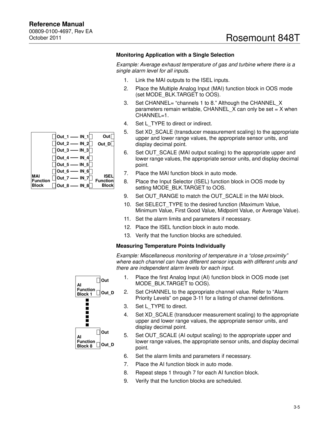 Emerson 848T manual Monitoring Application with a Single Selection, Measuring Temperature Points Individually 