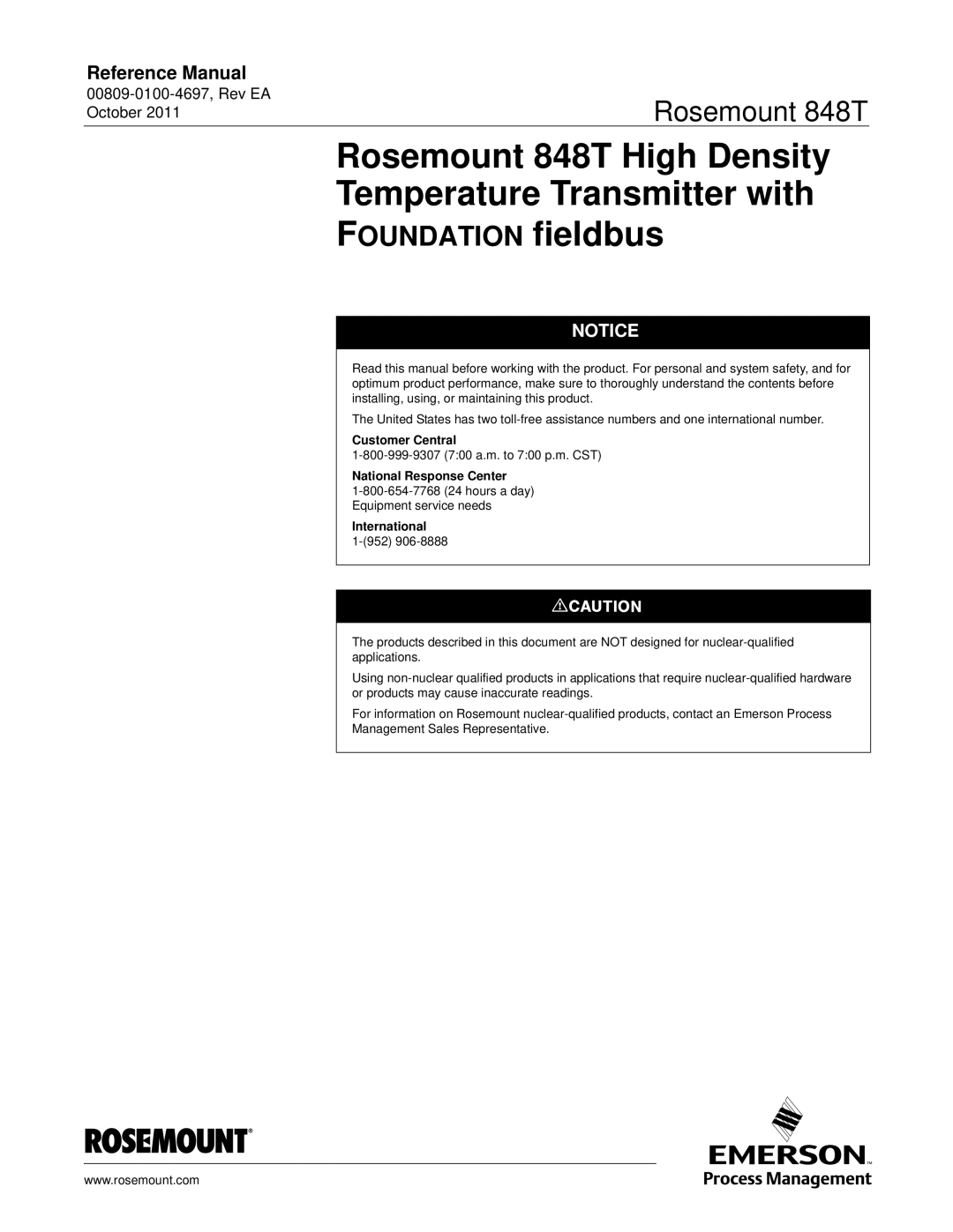 Emerson manual Rosemount 848T High Density Temperature Transmitter with 