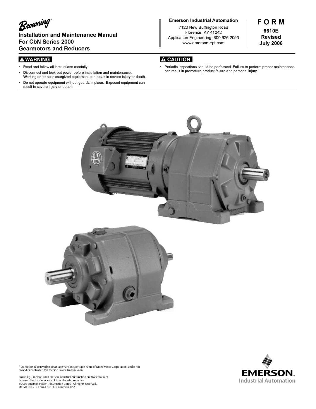 Emerson manual R M, 8610E Revised July 