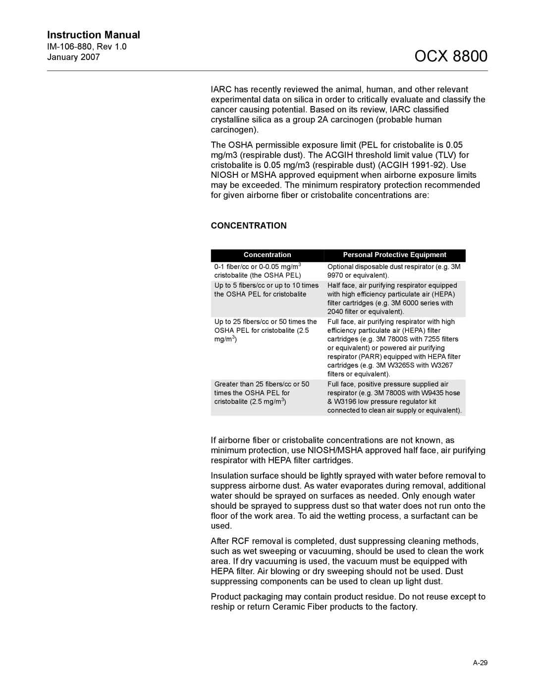 Emerson 8800 instruction manual Concentration 