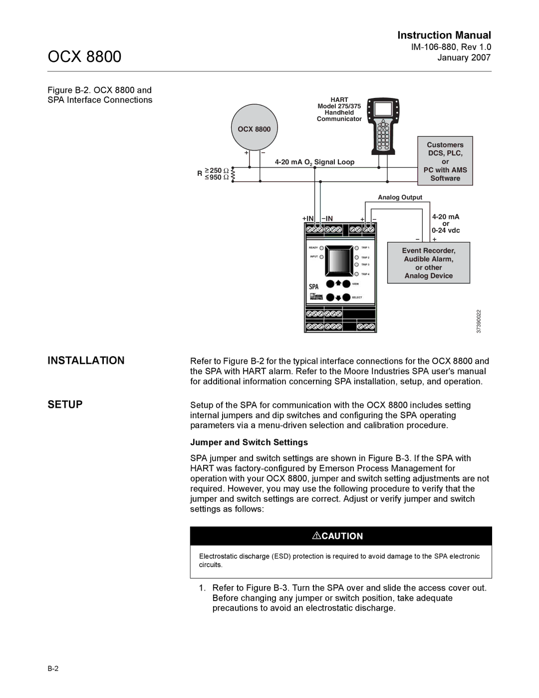 Emerson 8800 instruction manual Setup, Jumper and Switch Settings 