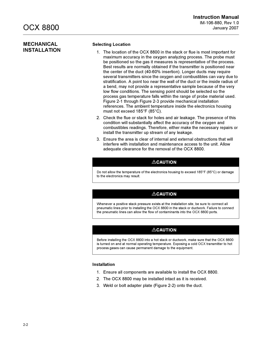 Emerson 8800 instruction manual Mechanical Installation, Selecting Location 