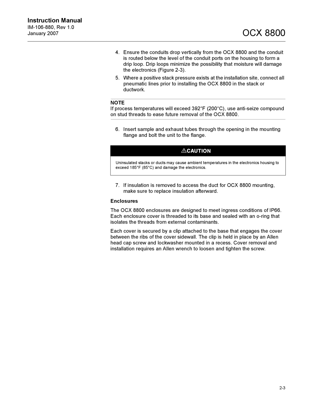 Emerson 8800 instruction manual Enclosures 