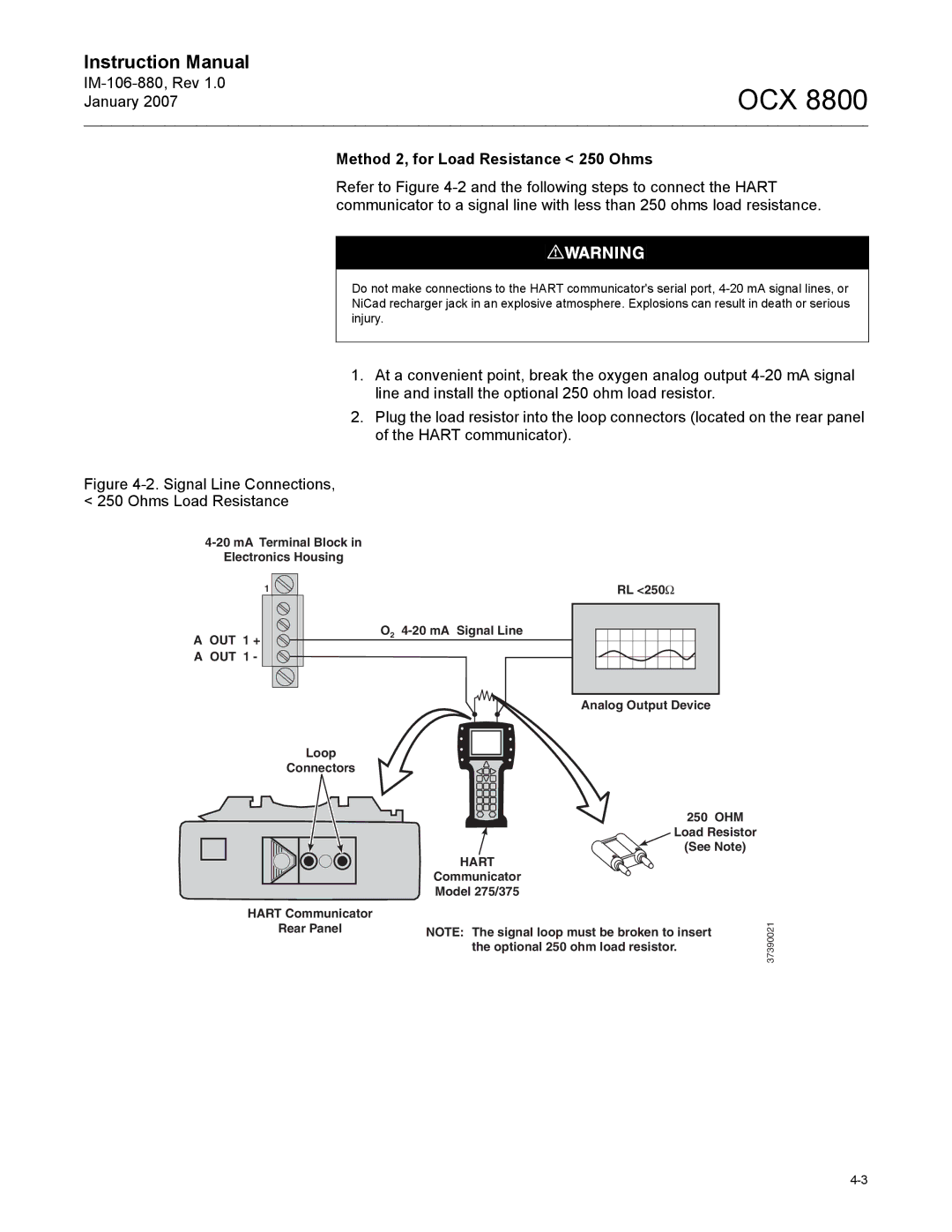 Emerson 8800 instruction manual Method 2, for Load Resistance 250 Ohms, Out 