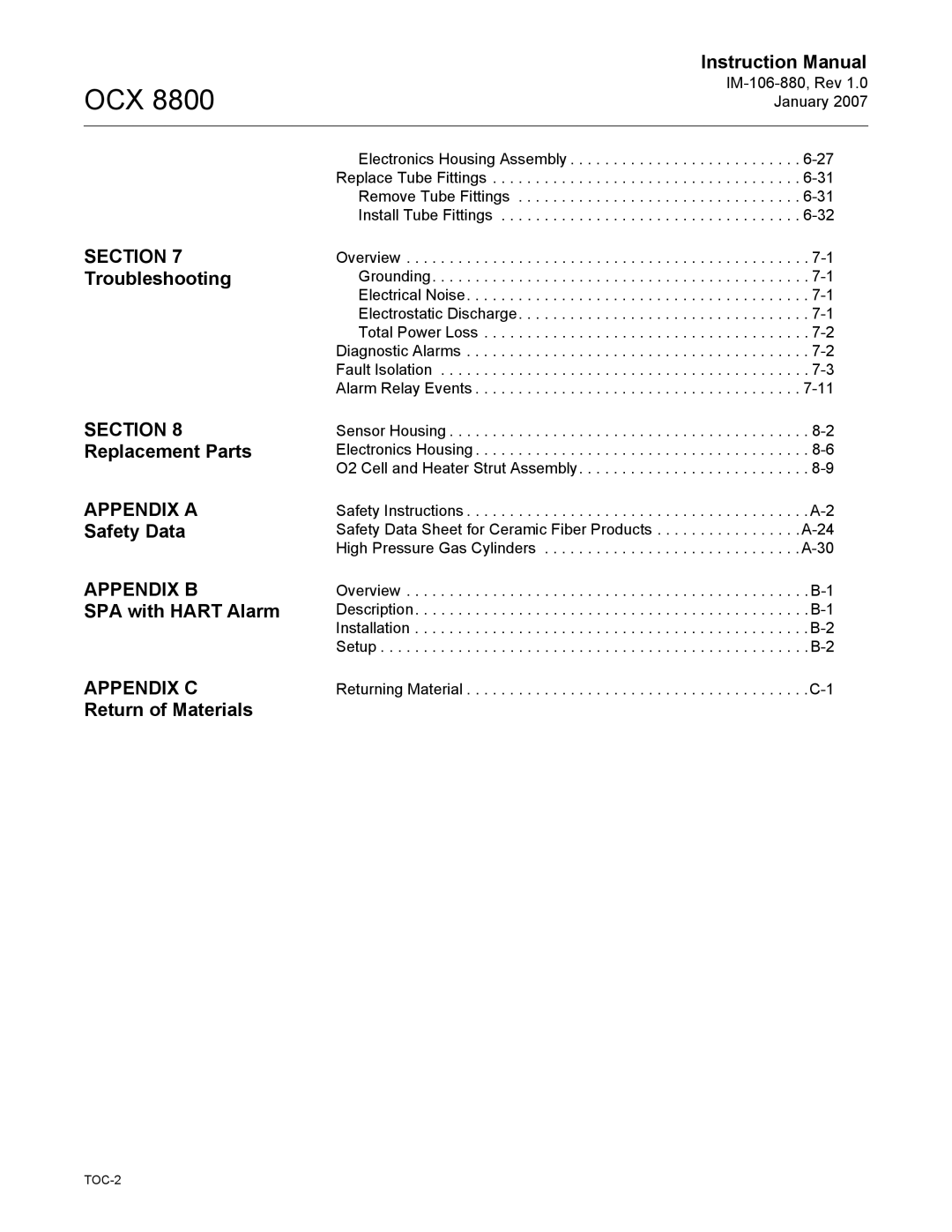 Emerson 8800 instruction manual Appendix a, Appendix B 