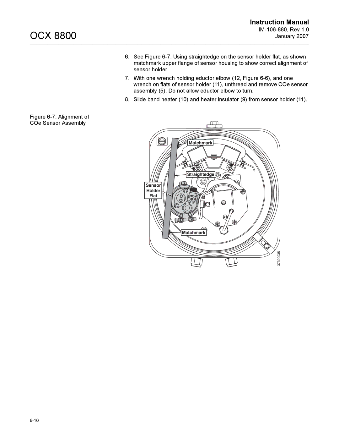 Emerson 8800 instruction manual Alignment COe Sensor Assembly 