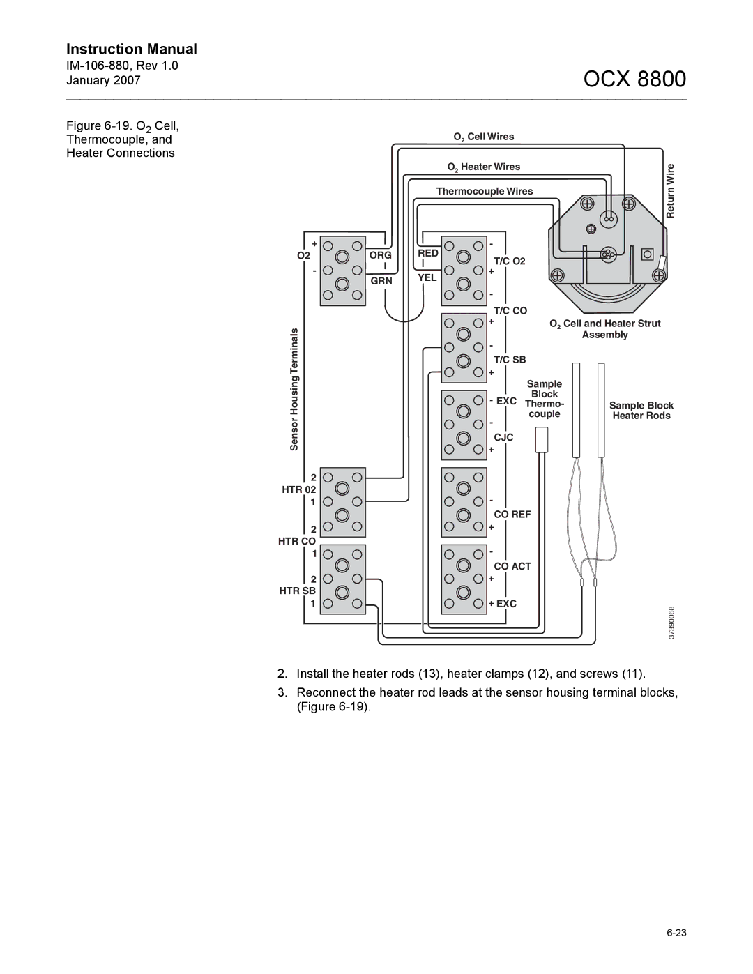 Emerson 8800 instruction manual 19. O2 Cell Thermocouple, Heater Connections 