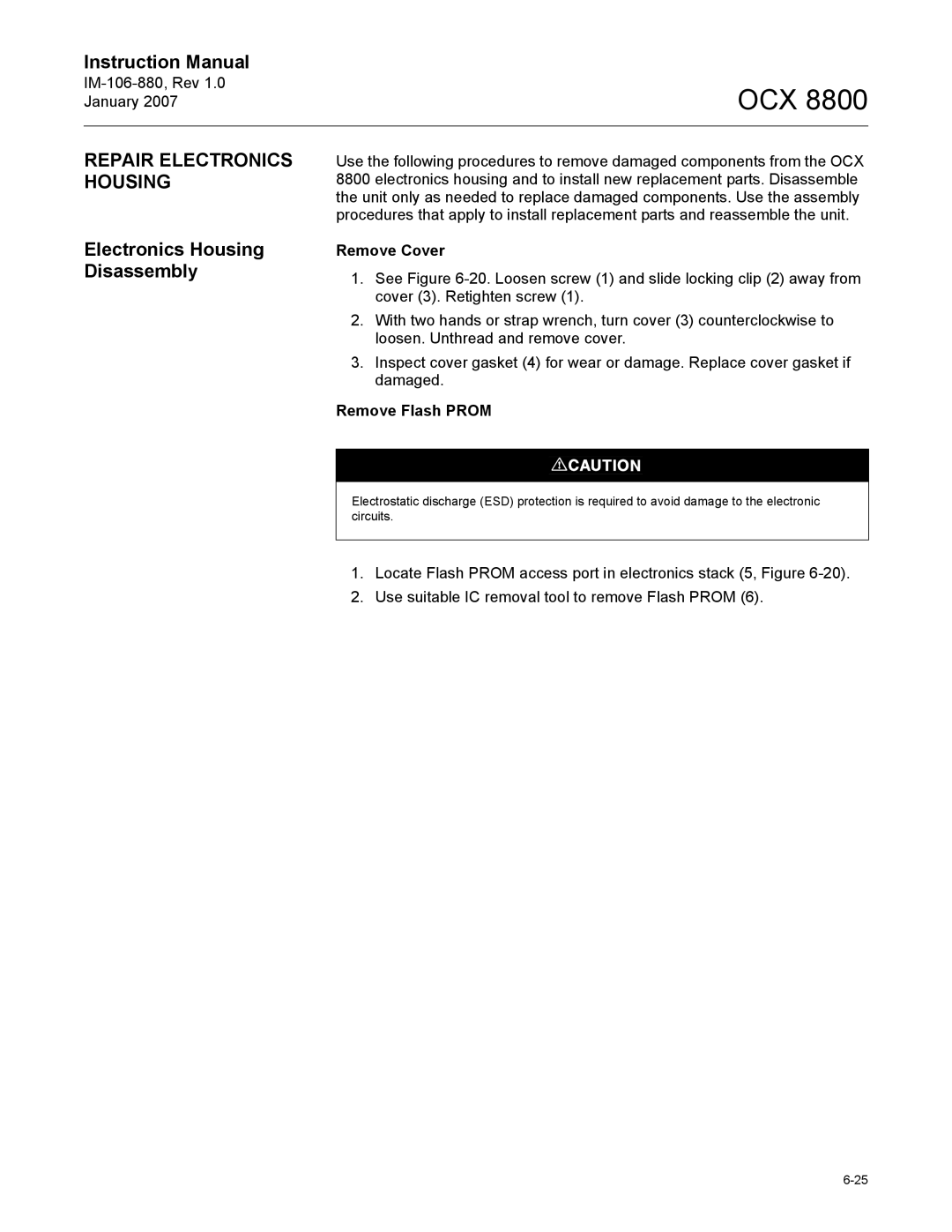 Emerson 8800 instruction manual Repair Electronics Housing, Remove Cover, Remove Flash Prom 