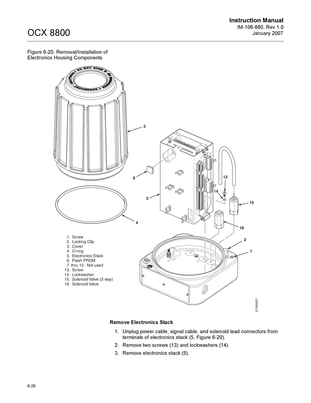 Emerson 8800 instruction manual Removal/Installation of Electronics Housing Components, Remove Electronics Stack 