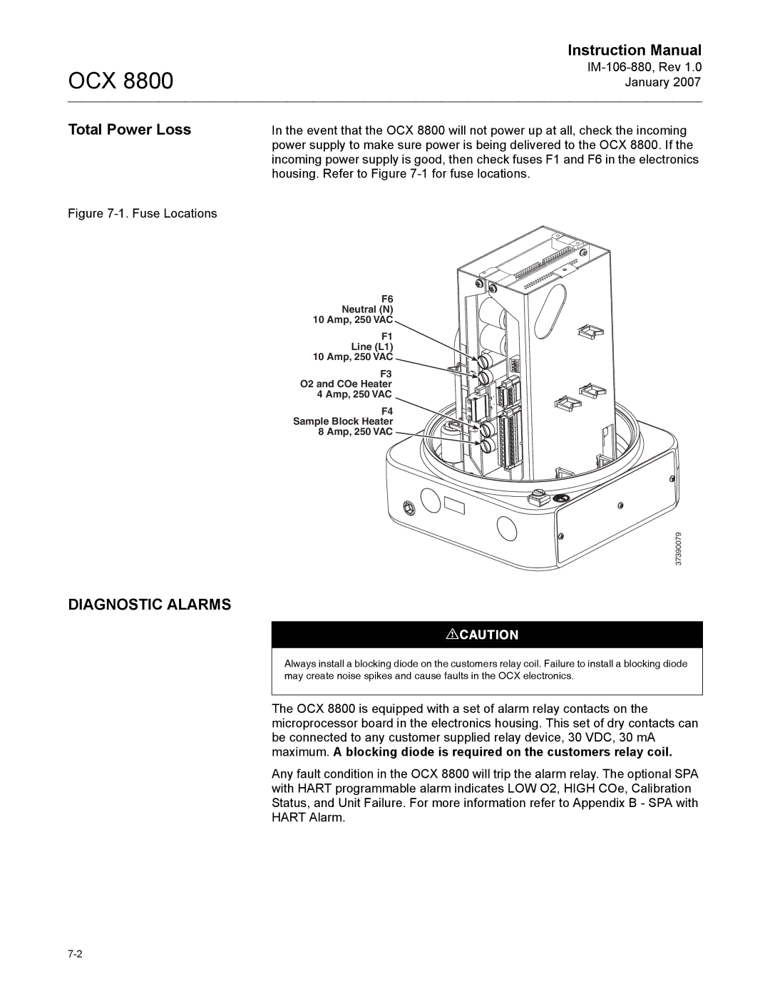 Emerson 8800 instruction manual Total Power Loss, Diagnostic Alarms 