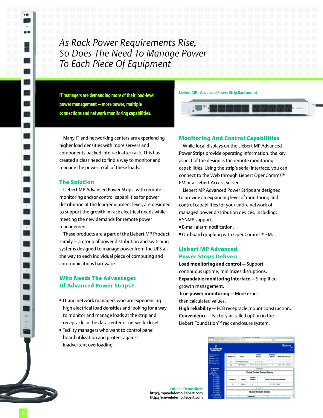 Emerson AC Power System manual To Each Piece Of Equipment, The Solution, Who Needs The Advantages Of Advanced Power Strips? 