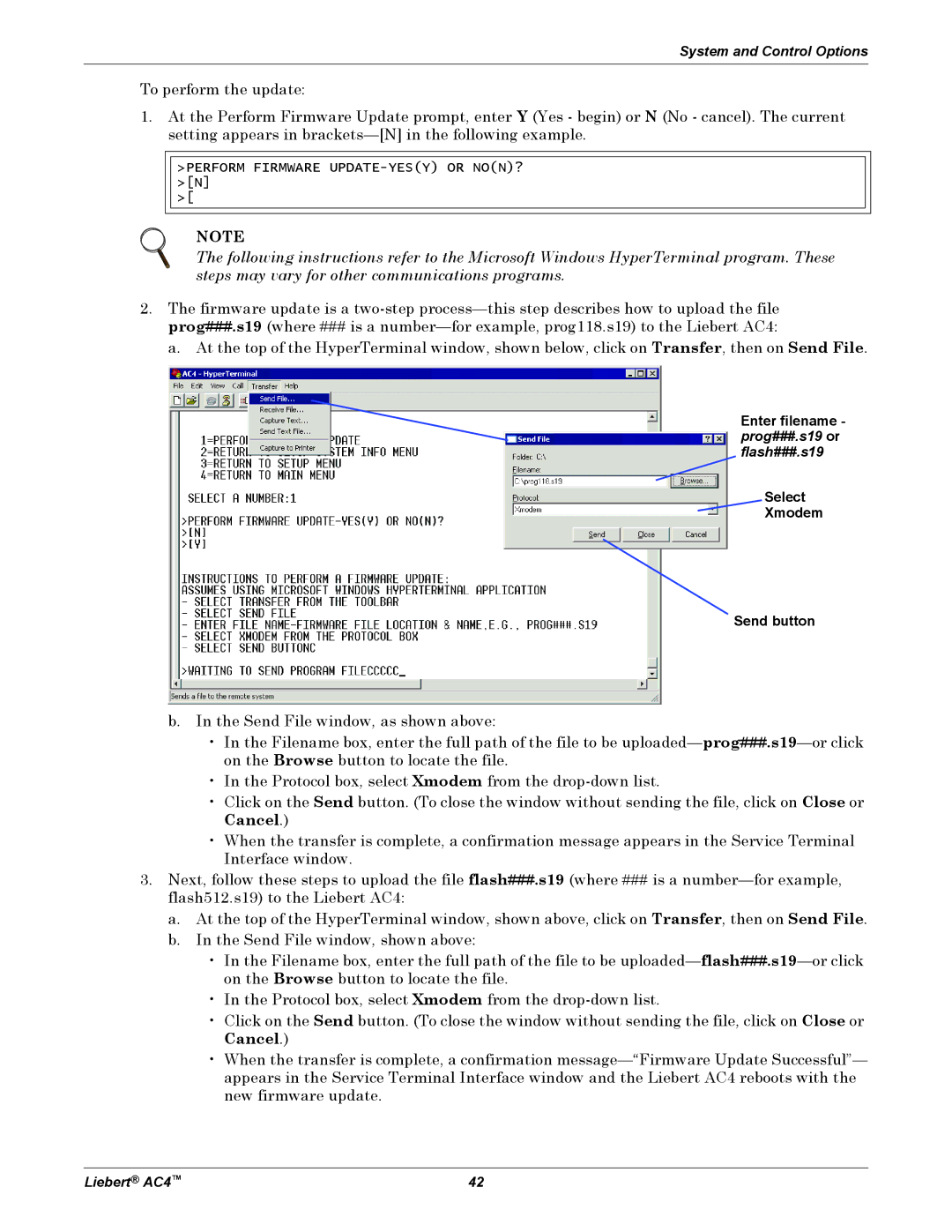 Emerson AC4 user manual Perform Firmware UPDATE-YESY or NON? N 