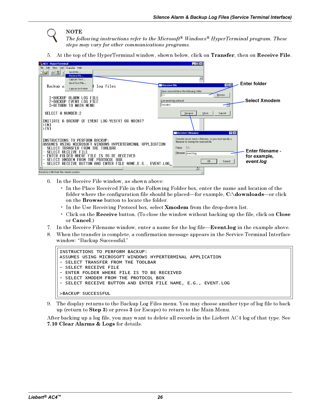 Emerson AC4 user manual In the Receive File window, as shown above 