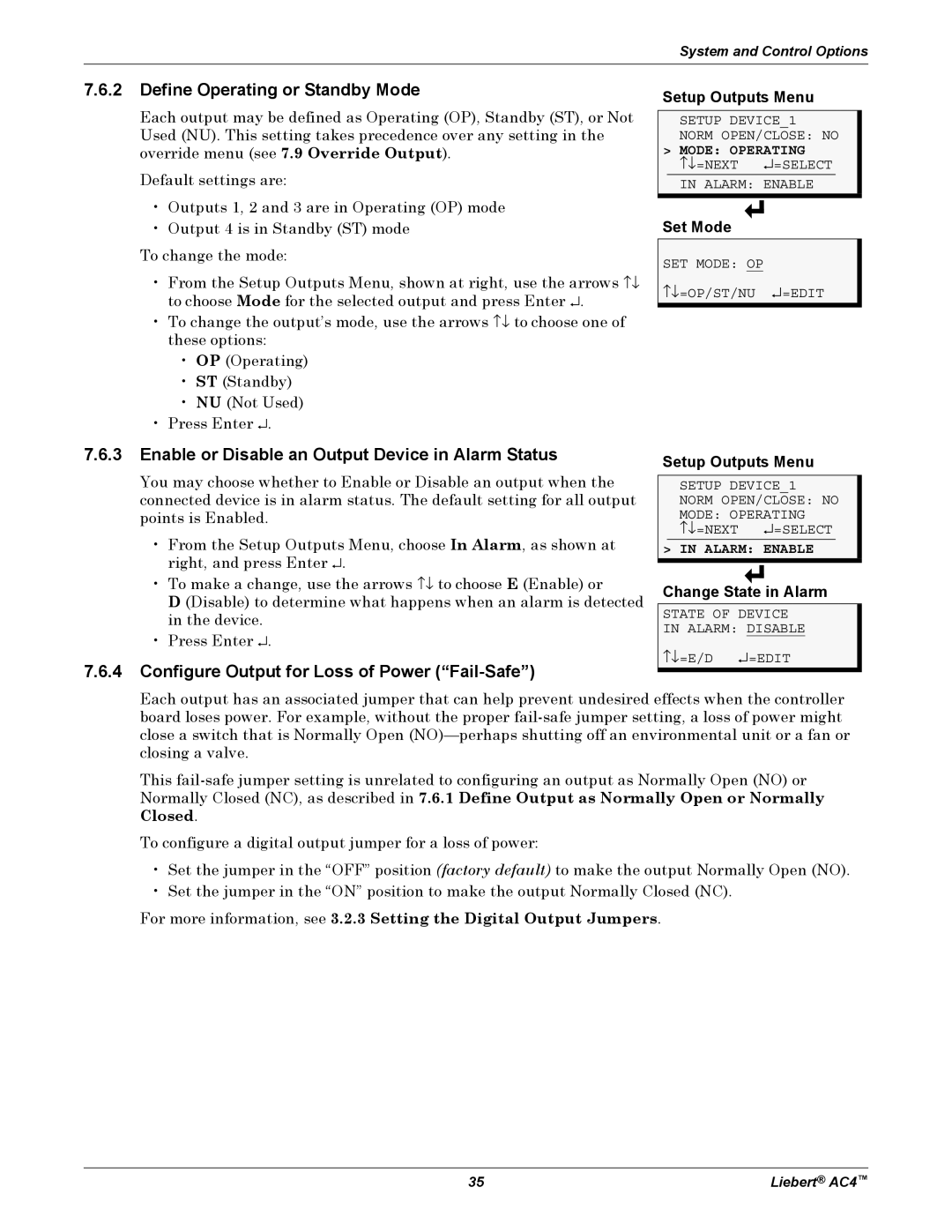 Emerson AC4 user manual 7.6.2Define Operating or Standby Mode 